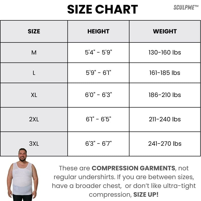 sculpme-men's white breathable gyno compression vests