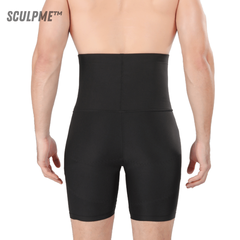 Tummy Control High Waist Stomach Shaper Boxer Brief Black M