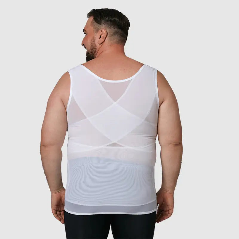 sculpme-men's white breathable gyno compression vests