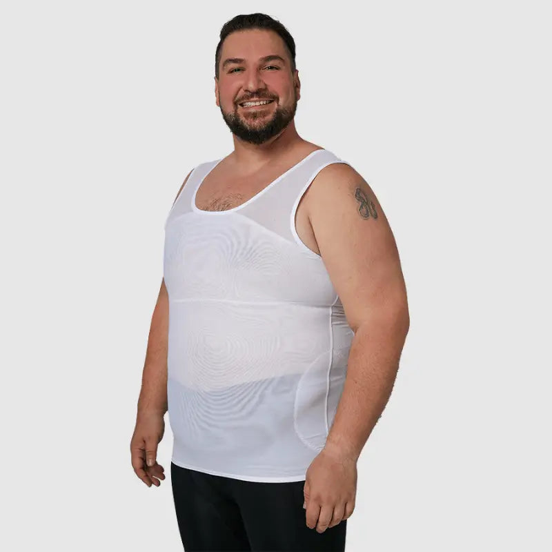 sculpme-men's white breathable gyno compression vests