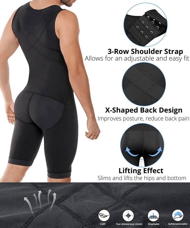 Body Triathlon Body Shapewear Uomo Intero - Tuta Dimagrante A Compressione, Traspirante, Per Controllo Del Corpo Body Modellante Uomo - Foto 7